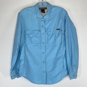 ExOfficio Blue Vented Long Sleeve Button Up Adventure Fishing Shirt Women's XS